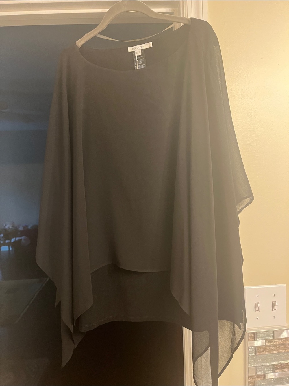 Chico's Black Layered Chiffon Tunic